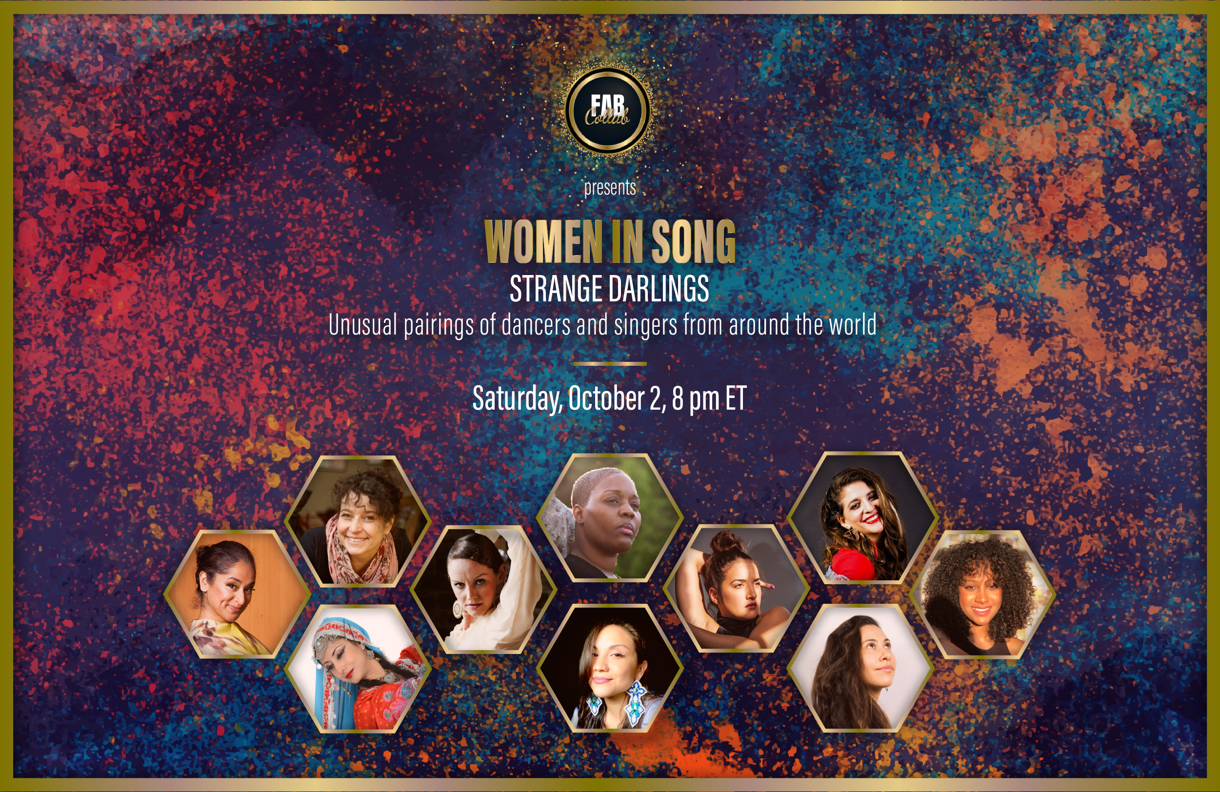 Poster for Women in Song featuring the pictures of seven Toronto-based singers and dancers